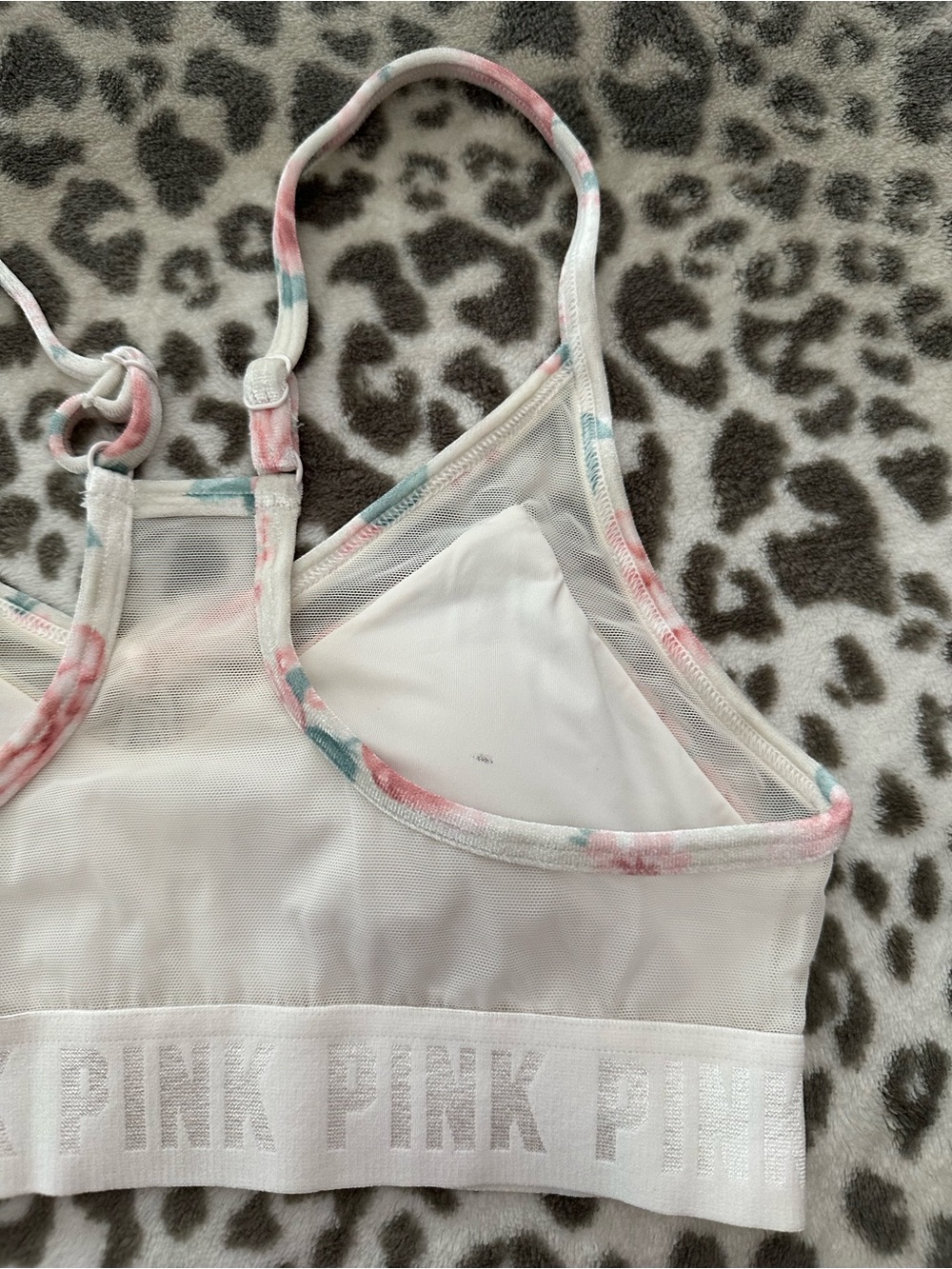 PINK Sport Victoria’s Secret Velvet Ultimately Lightly Lined Bra Cream Floral S - Picture 7 of 17